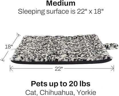 Self Warming Cat Pad for Cats and Small Dogs, Non Electric Thermal Pet Mat, Washable Soft Sleeping Mat with Non Slip Backing, Indoor & Sheltered Outdoor Use, 22 x 18 in, Black/White