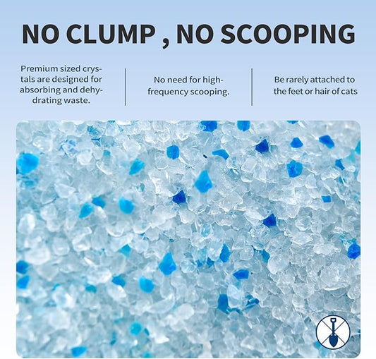 ABCPET Cat Litter Crystals No Clumping Odor Control Kitty Litter Non-Clumping No scooping Low Dust, Low Tracking, Dehydrates Waste - 25.8 lbs (6 x 4.3 lb Packs)