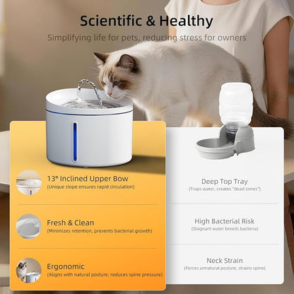 DOGNESS Pet Water Fountain for Cat & Small Dog 108oz/3.2L (D06-White) | Automatic Triple Filtration System,Low-Water Alert,indoor,Melamine materials,whisper-quiet