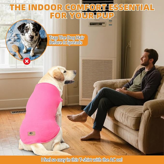 KOOLTAIL Girl Dog Clothes for Large Dogs, 2 Pack Cotton Valentines Dog T Shirts Coats for Outdoor, UV & Insect Protection Anti-Hair Loss & Lightweight Pet Vest Tank Tops Apparel, Pink & Rose, XL