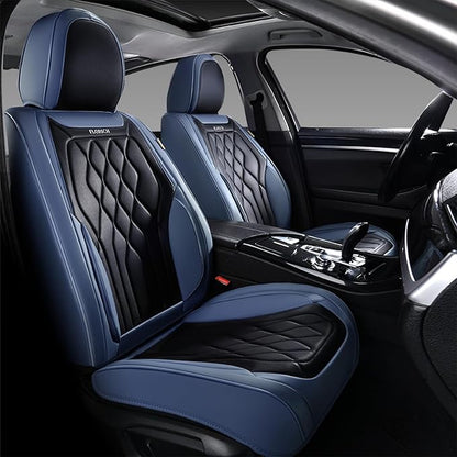 FLORICH Universal Car Seat Covers for Car Front, 2-Pack Automotive Seat Covers Leather Car Seat Protector Fit for Most Sedans SUV Pick-up Truck - Blue&Black