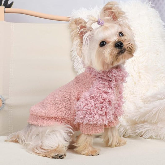Dog Sweater Pink Pullover Dog Jacket for Small Dogs Girl Boy Soft Lightweight Sweatshirt Pet Clothes Doggie Coats for Chihuahua Clothes Cat Sweater, Pink, M