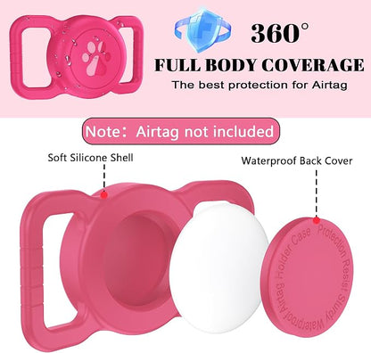 SANKALA Airtag Dog Collar Holder, 1 Pack, Rose | Silicone Full Body Covered, Anti-Lost Protective, Fits All Width Collars, for Apple AirTag(Gen 1 & 2), Signal Friendly
