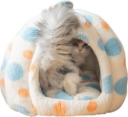 Cat House,Cat Beds for Indoor Cats,Pet Cat Litter Large Yurt,Cat Beds for Indoor Easy to Clean Cat Bed cave,Self Heating cat pad Suitable for Cats Up to 16.53 Lbs (Blue,Large)