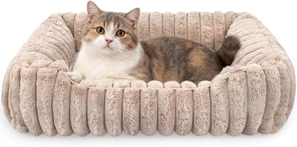 Ultra Soft Dog Bed for Small Medium Dogs and Cats, Machine Washable Rectangular Pet Bed with Non-Slip Bottom, Breathable Puppy Sleeping Mat for Indoor, Fits 24-inch Pet Crate, Camel
