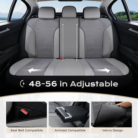 Coverado 3D Air Mesh Rear Car Seat Cover, Sports Carbon Fiber Design, Breathable Seat Protectors Airbag Compatible Comfort Universal for Most Cars, Van,Trucks, SUV, Grey