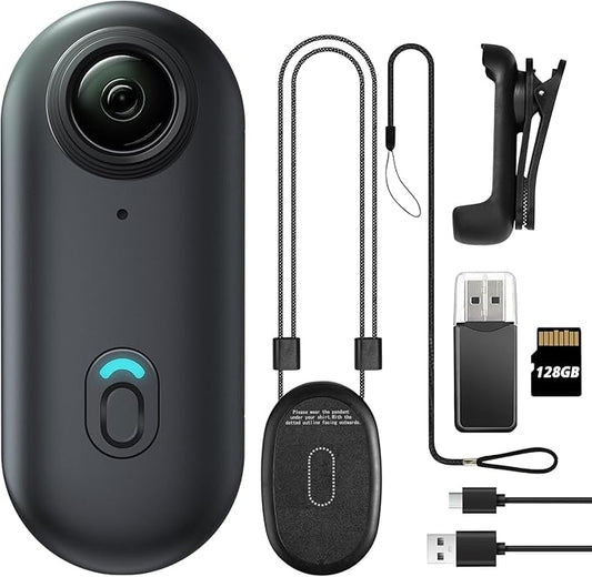 Meoilkolnm 4K 128GB Mini Body Camera, Wearable Action Body Cam, Thumb Size Hands Free Recording Body Worn Camera, Premium Portable Camcorder Mount Anywhere for Pet Walking, Work, Travel (Black)