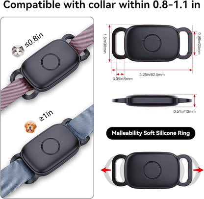DDJ Dog Collar Holder for Tile Life360 Pro 2024 Tracker, 2-Pack Waterproof Silicone Cover Full-Body Protective Case for Tile Tracker Pet Collar, Ultra Durable, Scratch Resistant, Black,Pink