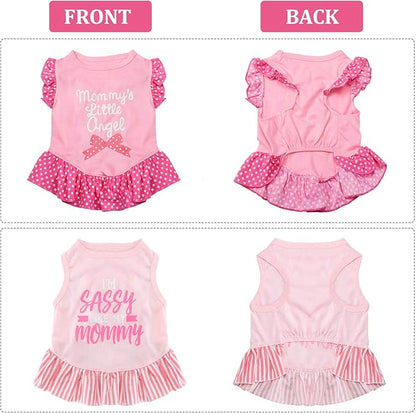 Weewooday 4 Pieces Dog Dress Shirt Cute Pink Dog Clothes Pet Princess Dress Puppy Summer Apparel Clothes Skirt Shirt with Ruffles Apparel for Small Puppy Cats Pet(XS)