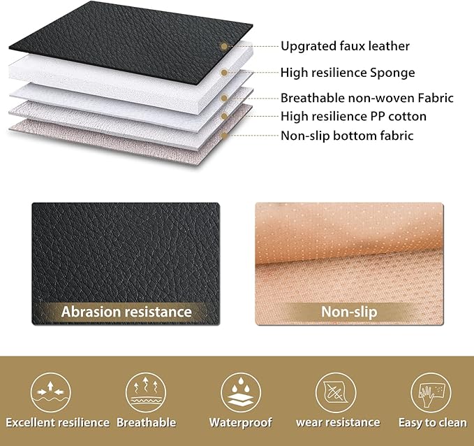 Nilight 5 Car Seat Covers Waterproof Faux Leather Cushions Anti-Slip Universal Fit for 5 Passenger Cars Hyundai Honda Accord Kia Civic Corolla Camry CR-V RAV4 Fusion SUV Truck (Full Set, Black)