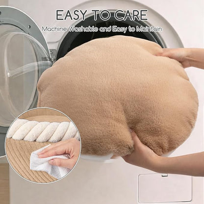 Hollypet Cat Bed for Indoor Cats Kitty Beds, Round Washable Fluffy Small Dog Bed, Soft Cozy Plush Pet Beds for Puppy and Kitten with Non-Slip Bottom (20" Diameter, Oatmeal)