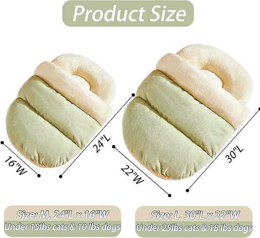 Romaneco Bed for Dog and Cat, Pet Bed, Ultra Soft Cute Plush Slipper Cat Cave Bed, Anti Slip Warm Pet House Nest, Self-Warming, Ideal for Indoor Use - Fits up to 25lbs (30"X22", L, Green)