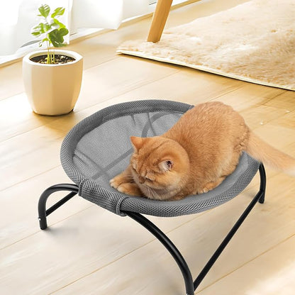 LIFLIX Raised Cat Hammock Bed, Free Standing Cat Cot with Washable Mesh, Pet Bed for for Kittens, 17.1 x 17 x 9.5 inches