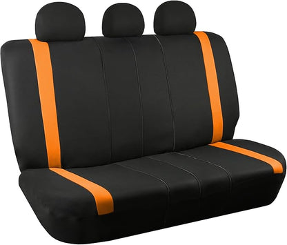 FH Group Car Seat Covers Full Set Cloth - Universal Fit Automotive Seat Covers, Low Back Front Seat Covers, Solid Back Seat Cover, Washable Car Seat Cover for SUV, Sedan and Van Orange