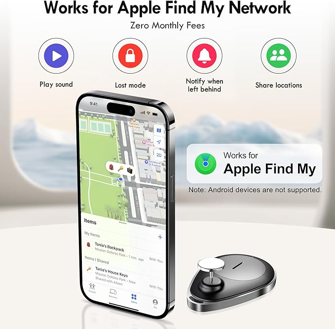 Utag GPS Tracker for Kids Hidden 2pack, Security Tag with Pins Works with Find My (iOS only), Lost Mode, Anti-Removal Tracking Device for Children, Elderly, Pets, Backpack, Vehicles, No Monthly fee