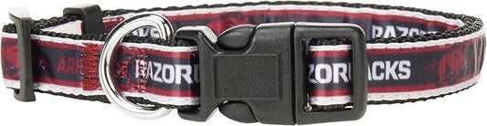 Pets First Collegiate PET Collar New Version Arkansas Razorbacks Dog Collar, Size Medium. Best Sports Team Color for Dogs & Cats. A Shiny & Colorful Dog & Cat Collar Licensed by The NCAA