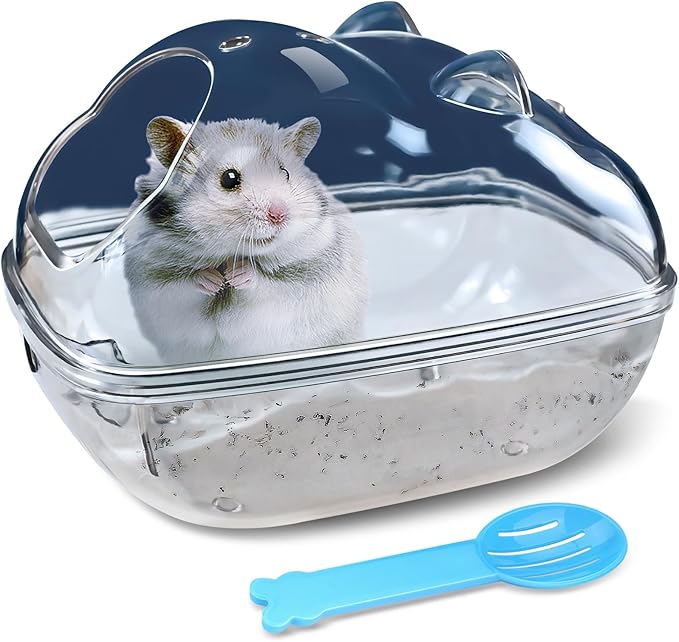 lazYYzal Hamster Bathtub,Hamster Bathroom,Small Animal Habitat Décor,Sand Bath Container Transparent Beds,Hamster Bed,Ice Bathtub,Sleep Pad Nest,Sand Bath Box for Small Pet Animals Cage Accessories（L）