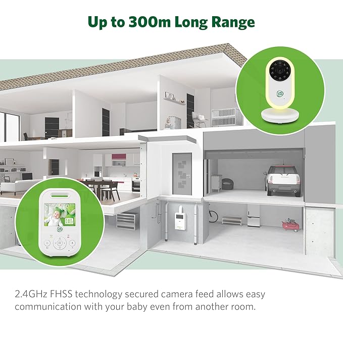LeapFrog LF2423 Baby Monitor – 2.8” IPS LCD Screen, 1000ft Range, Night Vision, 2‑Way Audio, Lullabies, Temperature Sensor, Secure No‑WiFi Transmission