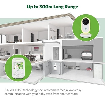 LeapFrog LF2423 Baby Monitor – 2.8” IPS LCD Screen, 1000ft Range, Night Vision, 2‑Way Audio, Lullabies, Temperature Sensor, Secure No‑WiFi Transmission
