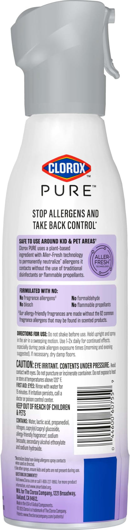 Clorox PURE Allergen Neutralizer Daily Air Spray, Nighttime Calm, 8 Ounces