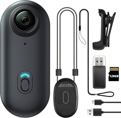 Meoilkolnm Mini Wearable Body Worn Action Camera, FHD 1080P, Thumb Size, Hands Free Recording with Premium Portable Camcorder Mount Anywhere for Security, Work, Guard, Travel, 128GB, Black