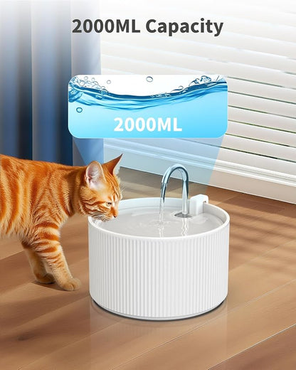 Lawfery Ceramic Cat Water Fountain, 74oz/2.2L Pet Drinking Fountain | BPA-Free Ceramic Body, Ultra-Quiet Pump, Easy Cleaning and Dual Drinking Modes for Indoor Cats and Small Dogs