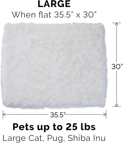 Furhaven Self-Warming Cat Bed for Indoor Cats, 4-Beds-in-1 & Washable - Plush Long Faux Fur Convertible Cuddler - Silver, Large
