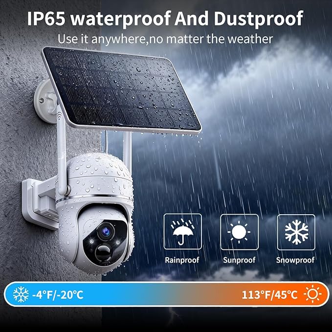 Goalake 5MP Solar Security Camera – Wireless Outdoor PTZ with 360°View, AI Motion Detection, 2-Way Talk, Spotlight & Siren, IP65 Weatherproof, Cloud or 512GB SD Card Storage (Pre-Inserted a SD Card)