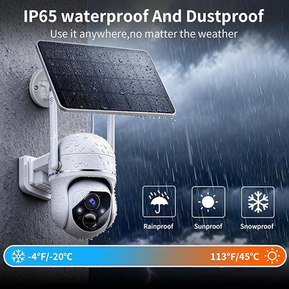Goalake 3MP Solar Security Camera – Wireless Outdoor PTZ with 360°View, AI Motion Detection, 2-Way Talk, Spotlight & Siren, IP65 Weatherproof, Cloud/Up to 512GB SD Storage (Pre-Inserted a SD Card)