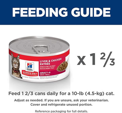 Hill's Science Diet Adult 1-6 Wet Cat Food, Liver & Chicken, 5.5 oz. Cans, 24-Pack