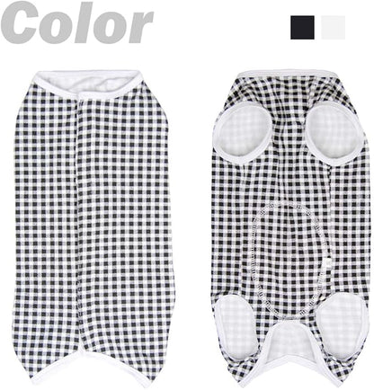 Dog’s Recovery Suit Post Surgery Shirt for Puppy, Wound Protective Clothes for Little Animals(Black White Plaid-m)