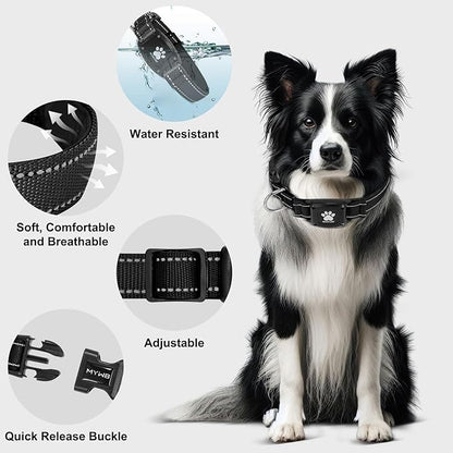 GPS Dog Collar Tracker 2-in-1,Reflective Waterproof Pet Collar,iOS-Only,No Monthly Fees,Unlimited Range,Ideal for Dog Tracking pet Tracker,for Small Medium Large Dogs(M (15"-20.5"), Black)