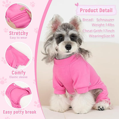 XPUDAC 3 Pack Fleece Dog Pajamas Warm Winter Dog Clothes for Small Medium Dogs Girl Cozy Puppy Pjs Pet Outfit Doggie Onesie Costume, Purple, Pink, Hotpink, XS