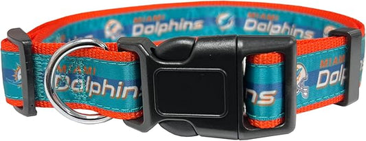 Pets First NFL Miami Dolphins Licensed PET COLLAR, Medium - Heavy-Duty, Strong, and Durable Dog Collar. Available in 31 Football Teams and 4 Sizes