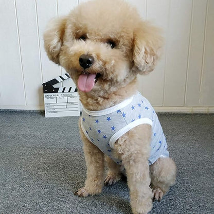 Dog’s Recovery Suit Post Surgery Shirt for Puppy, Wound Protective Clothes for Little Animals(Grey Stars-s)