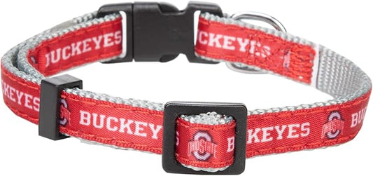 Pets First Collegiate PET Collar New Version Ohio State Buckeyes Dog Collar, Size Small. Best Sports Team Color for Dogs & Cats. A Shiny & Colorful Dog & Cat Collar Licensed by The NCAA