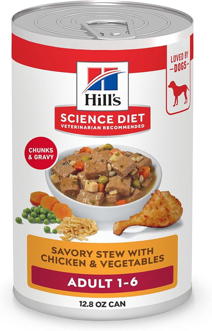 Hill's Science Diet Adult 1-6 Wet Dog Food, Chicken & Vegetables, 12.8 oz. Cans, 12-Pack