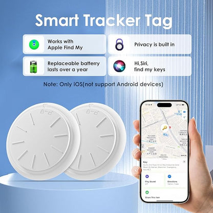 Mini GPS Tracker for Vehicles No Monthly Fee,GPS Car Tracker,Hidden Car Tracker with Case,Real Time Car GPS Tracker Work with Apple Find My(iOS Only) (Waterproof White,2PCS)