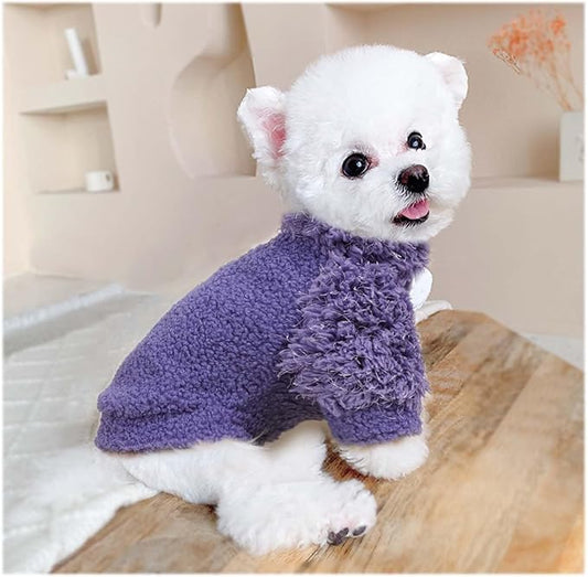 Fleece Dog Sweater Purple Pullover Dog Sweaters for Small Dogs Girl Boy Soft Puppy Jacket Lightweight T-Shirt Pet Clothes Doggie Coats for Small Dogs Chihuahua Clothes Cat Sweater, Purple, XXS