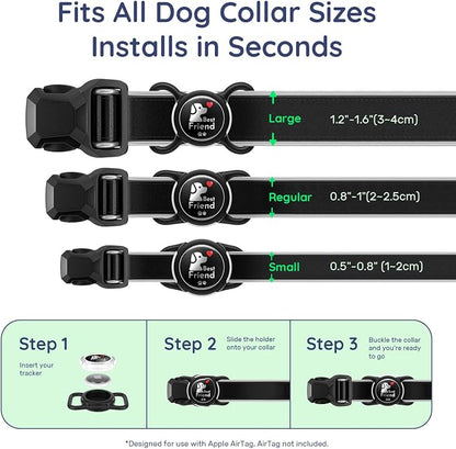 Waterproof AirTag Holder for Dog Collar, Soft Slide-On Dog AirTag Holder | Full-Body Protection, No-Dangle Fit, Ultra-Durable, Lightweight, Tool-Free Installation, Fits Dog & Cat Collars