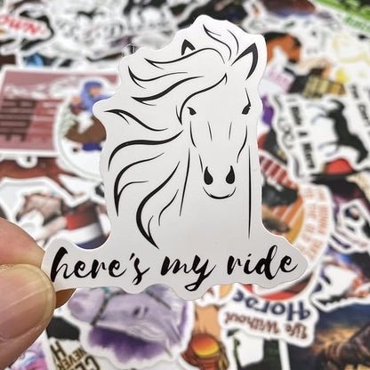 AOWDIAO 100 Pcs Horse Stickers Pack, Waterproof Vinyl Stickers for Water Bottle, Laptop, Horse Party Favors & Gifts for Girls, Women, and Kids