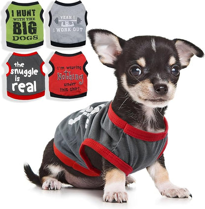 4 Pieces Dog Shirts Dog Clothes for Small Medium Dogs Boy Doggie Tshirt Outfits Puppy T-Shirt for Chihuahua Mini Dachshund French Bulldog (Medium)