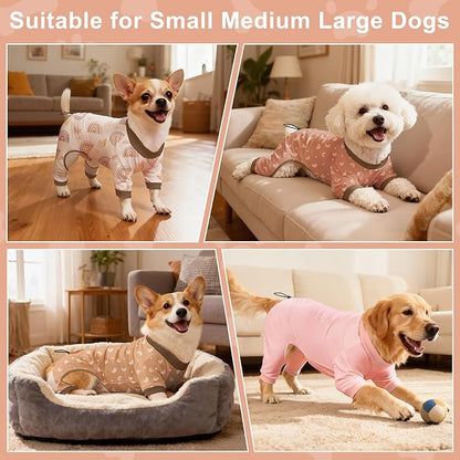 Bienbee Dog Pajamas, 4 Pack Dog Recovery Suit Shedding Suit Cute Soft Puppy Clothes Dogs Pjs Onesies Jammies Adjustable Breathable & Stretchy Clothes for Small Medium Large Dogs Girl Boy Puppy-XS