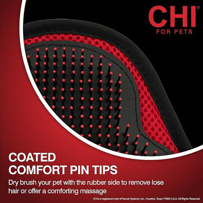 CHI for Dogs Detangling Grooming Glove, Dual-Sided Pet Deshedding Mitt for Wet or Dry Use, Dog Hair Remover and Massage Brush, Coated Pin Tips, Adjustable Strap, One Size Fits All