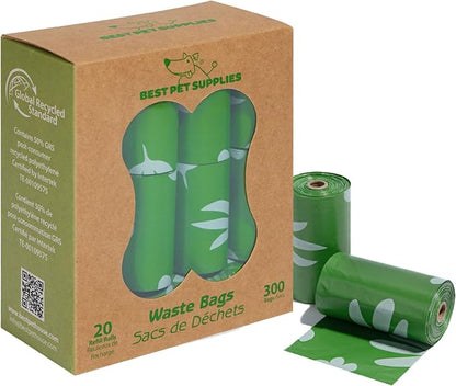 Best Pet Supplies Dog Poop Bags for Waste Refuse Cleanup, Doggy Roll Replacements for Outdoor Puppy Walking and Travel, Leak Proof and Tear Resistant, Thick Plastic - Green (Unscented), 300 Bags