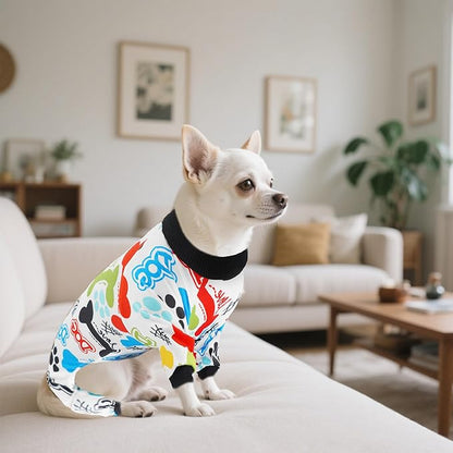 2PCS Dog Pajamas for XXXL Sized Dog Pjs Clothes Puppy Onesies Outfits Pet Jammies Boy Girl Male Female Apparel Soft Strechy Paw Bone XXXL