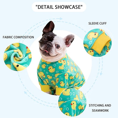 Paiaite Dog Pajamas Onesie: Comfortable Four-Legged Apparel for Small, Medium, & Large Dogs, Polyester Material for Comfort, Wrinkle Resistance, Moisture Wicking, and Stretchiness Yellow Duck 4XL