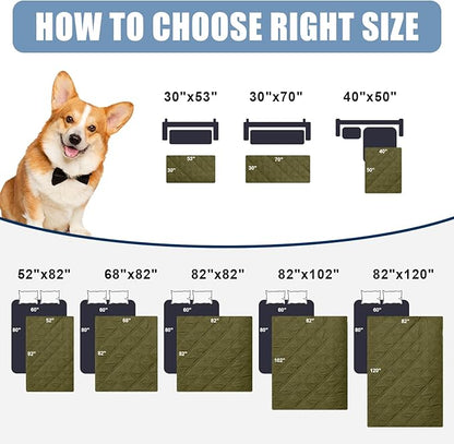 Smiry Waterproof Dog Bed Cover Pet Blanket, Soft Washable Dog Blanket for Furniture Bed Couch Sofa Reversible, Checkered (82"x102", Green/Navy)