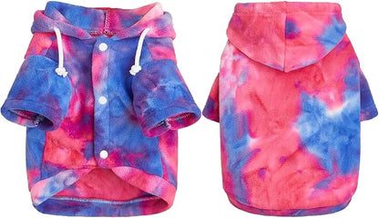 Mklhgty Tie Dye Dog Hoodie, Winter Coat for Small Dogs - Ultra-Soft Adjustable Warm Hood, Breathable Comfort Fabric for Daily Use