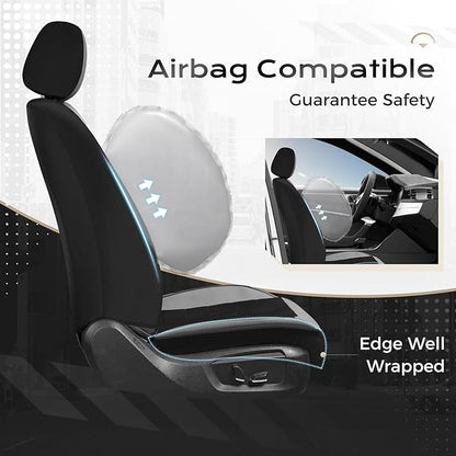 Coverado 3D Air Mesh Car Seat Cover Full Set, Sports Carbon Fiber Design, Breathable Seat Protectors Airbag Compatible Comfort Universal for Most Cars, Van,Trucks, SUV, Black&Grey